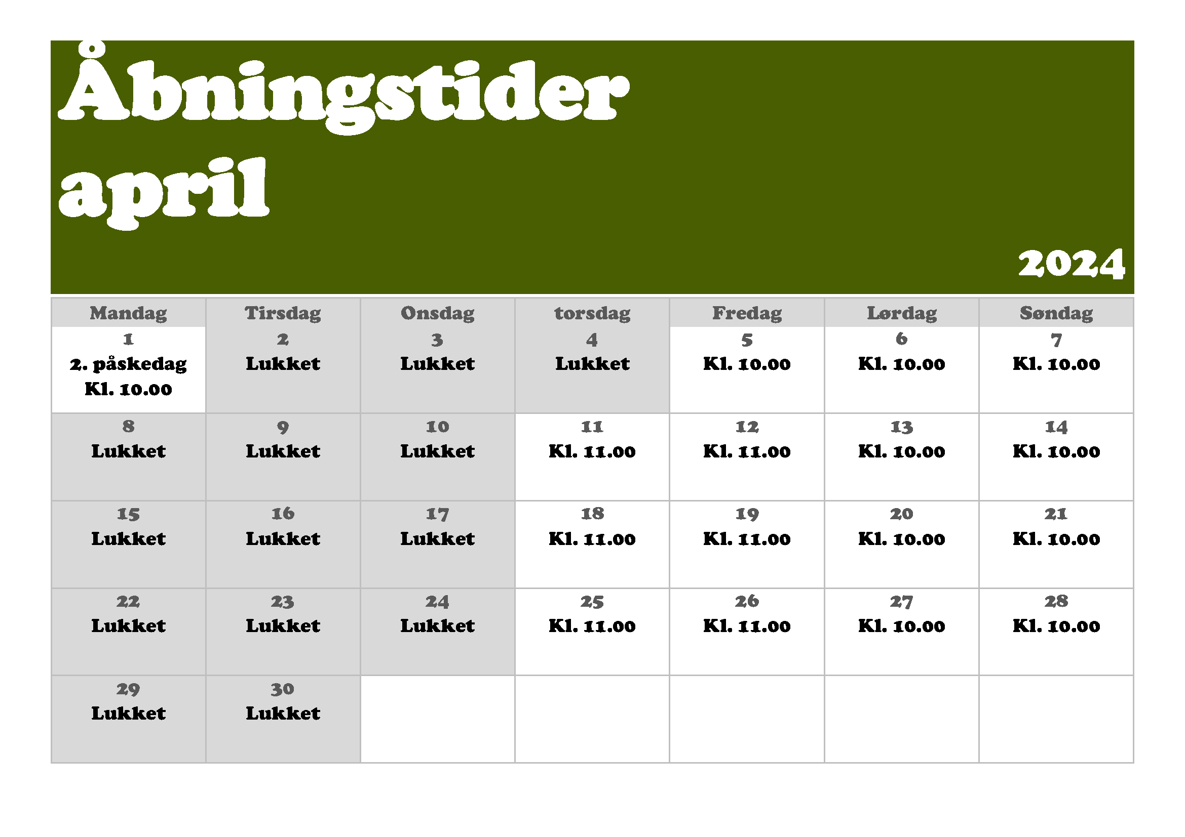 Åbningstider | Larsens-plads.dk